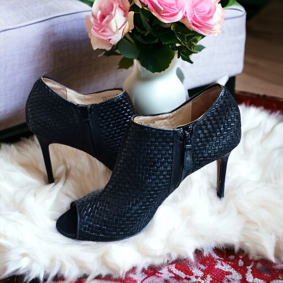 Cole Haan Black Woven Ankle Booties - Picture 1 of 16